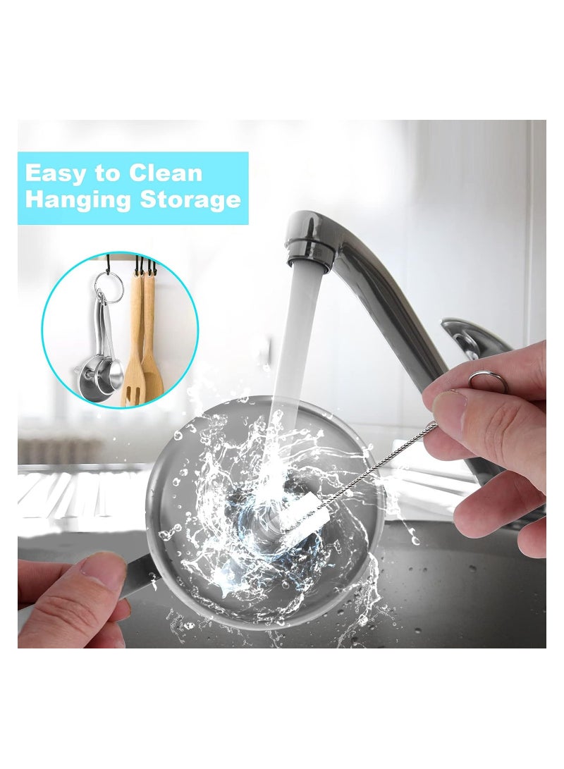 SYOSI طقم قمع كبير وصغير، 3 قطع من القمع للزيت، الخل، التوابل، تعبئة الزيوت الأساسية، تسرب الصلصة، تسرب الزيت المنزلي، 5 قطع من قمع الفولاذ المقاوم للصدأ طويل المقبض، 2 فرش تنظيف - Image 4