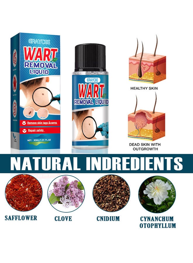 ERAYCEE Wart Removal Liquid, Maximum Strength Salicylic Acid Wart Liquid, One Step Invisible Wart Remover Strips, Fast-Acting Wart Liquid Freeze Off For Warts, Plantar Wart, Common Wart, Flat Wart 30ML - Image 2