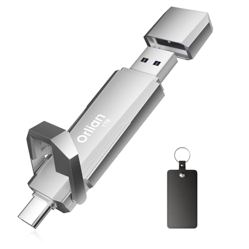 Orlian 1TB External Portable SSD USB Solid State Drive Up to 1000MBs USB 32 Gen 2 Dual Drive Type C USB A Solid State Thumb Drive for PhoneAndroid LaptopsWindowsMac Silver - Image 1