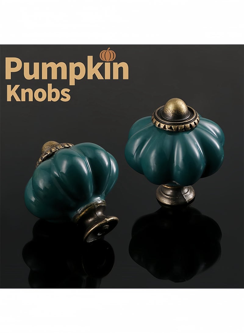 DAREU 8-Pack Dark Green Ceramic Pumpkin Cabinet Knobs – Vintage Drawer Pull Handles with Screws for Kitchen Cabinets, Dressers & Wardrobes - Image 5