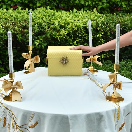 Elan The Royal Hive Tufted Bling Box, Metal Trunk Box, Decorative Storage Box, Gift Box (8X6X6.25 IN, Butter Yellow) - Image 4