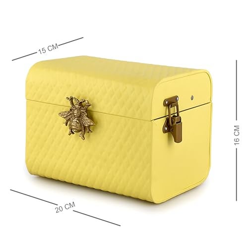 Elan The Royal Hive Tufted Bling Box, Metal Trunk Box, Decorative Storage Box, Gift Box (8X6X6.25 IN, Butter Yellow) - Image 2