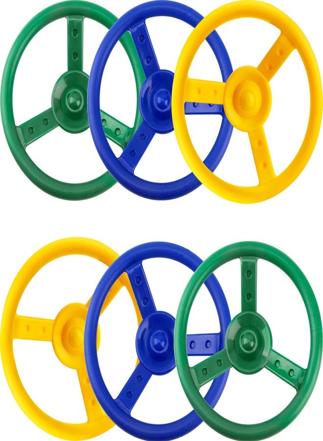 Restroma 6 Pack Playground Steering Wheel Plastic Swingset Ship Wheel Playset Steering Wheel Toys for Kids Playground Playhouse Treehouse Accessories (Color Set 1) - Image 1