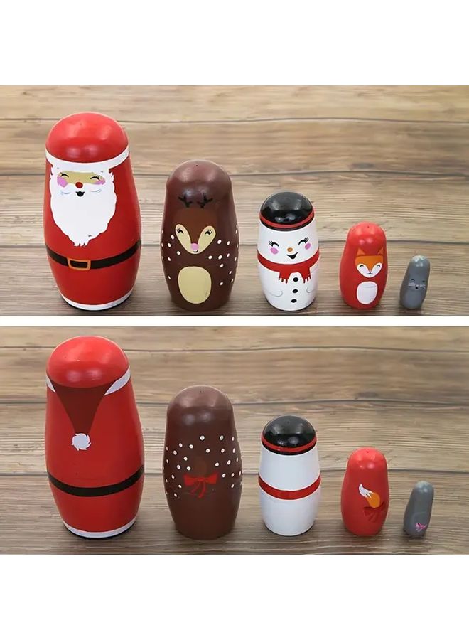 Santa Claus Red Handmade Wooden Nesting Dolls Stacking Toys For Adults And Kids Collectibles Christmas Thanksgiving New Year Birthday Party Holiday Gifts Home Decor Accents Small Items Storage - Image 4