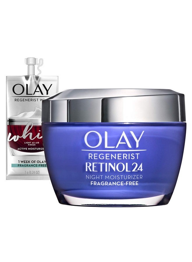 Olay Regenerist Retinol Moisturizer Retinol 24 Night Face Cream With Niacinamide Antiwrinkle Fragrancefree 1.7 Oz Includes Olay Whip Travel Size For Dry Skin - Image 2