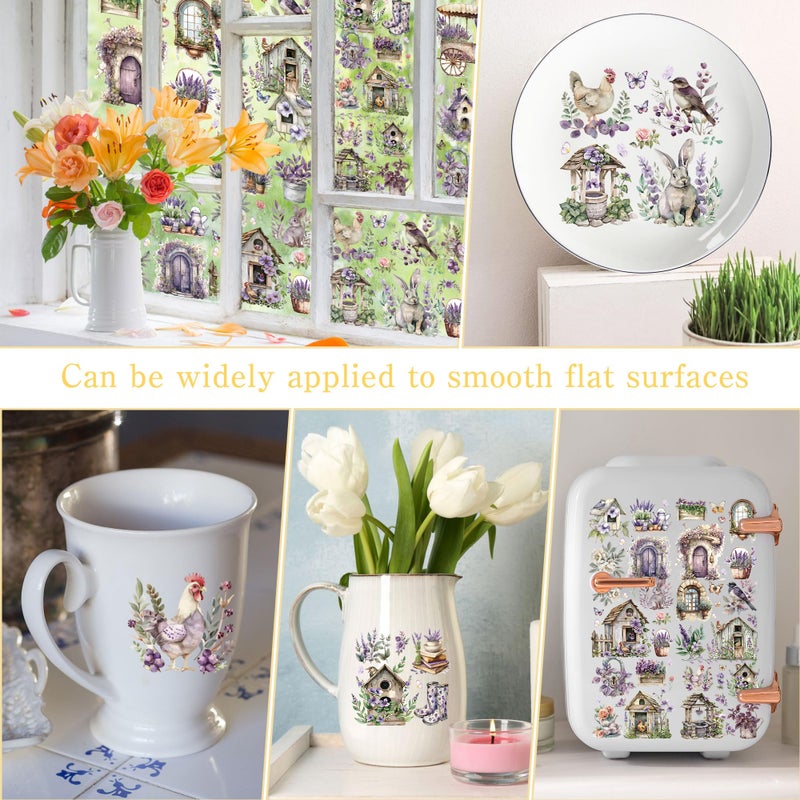 EoBeCy Lavender Rub On Transfers For Crafts: 16 Pcs Purple Garden Flower Rub On Transfers For Furniture  Purple Farmhouse Floral Transfer Sticker Decals Diy Crafts For Glass Wood Wall Home Decor Waterproof - Image 5