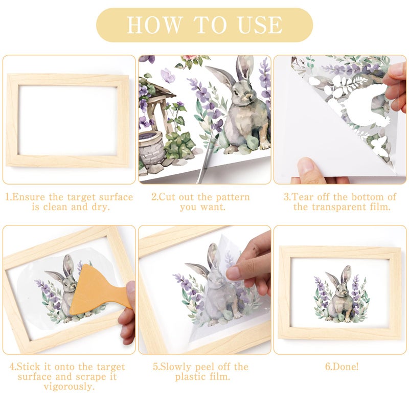 EoBeCy Lavender Rub On Transfers For Crafts: 16 Pcs Purple Garden Flower Rub On Transfers For Furniture  Purple Farmhouse Floral Transfer Sticker Decals Diy Crafts For Glass Wood Wall Home Decor Waterproof - Image 4
