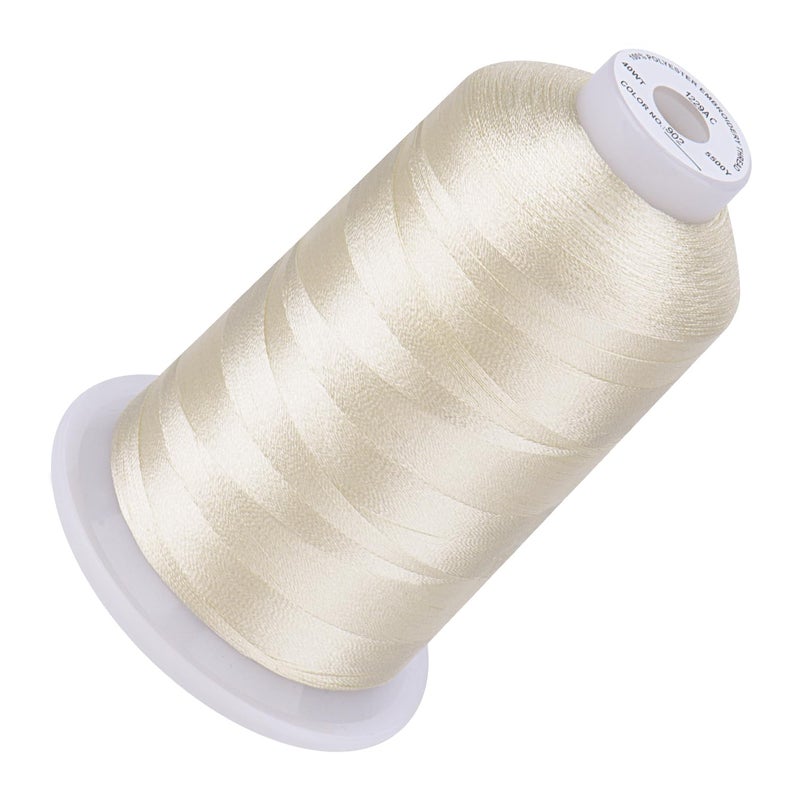 Simthread 5500Yds Embroidery Thread, 5000M High-Yardage 40WT 100% Polyester Thread â€“ 170+ Vivid Colors, High-Speed Rated â€“ Compatible with Brother, Singer, Janome & More - Ivory 902 - Image 1