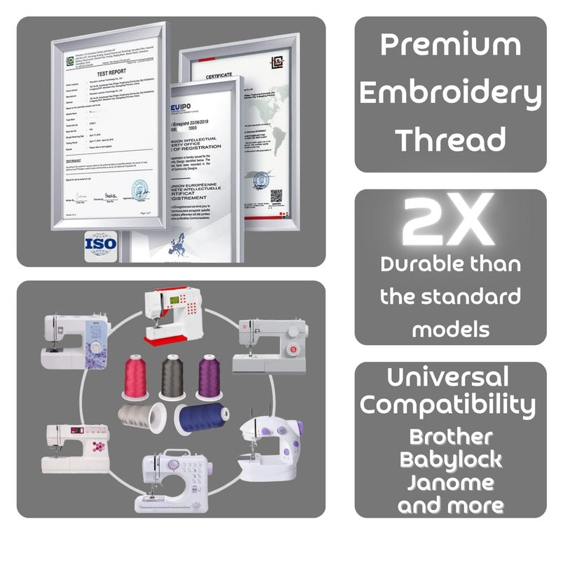 Simthread 5500Yds Embroidery Thread, 5000M High-Yardage 40WT 100% Polyester Thread â€“ 170+ Vivid Colors, High-Speed Rated â€“ Compatible with Brother, Singer, Janome & More - Ivory 902 - Image 3