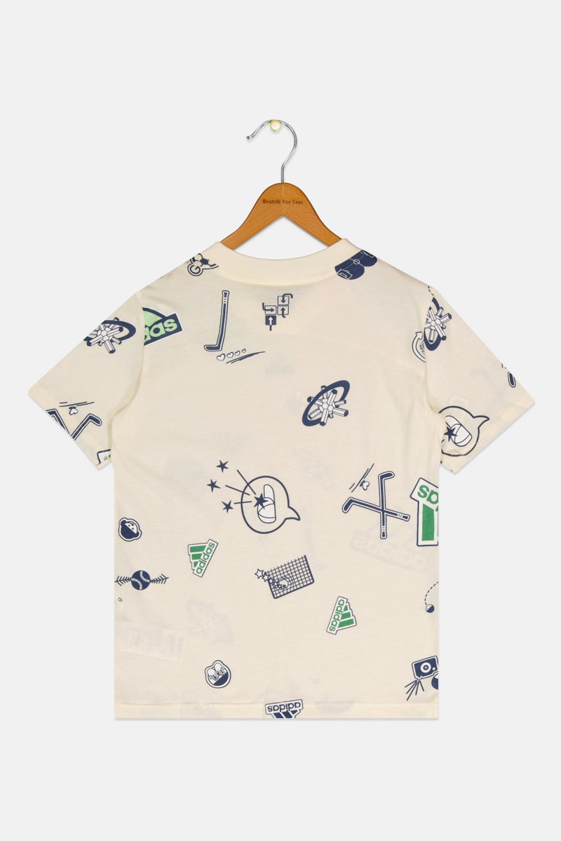 Adidas Kids Boy Sportswear Fit Short Sleeve Outdoor T-Shirt, Multicolor - Image 3