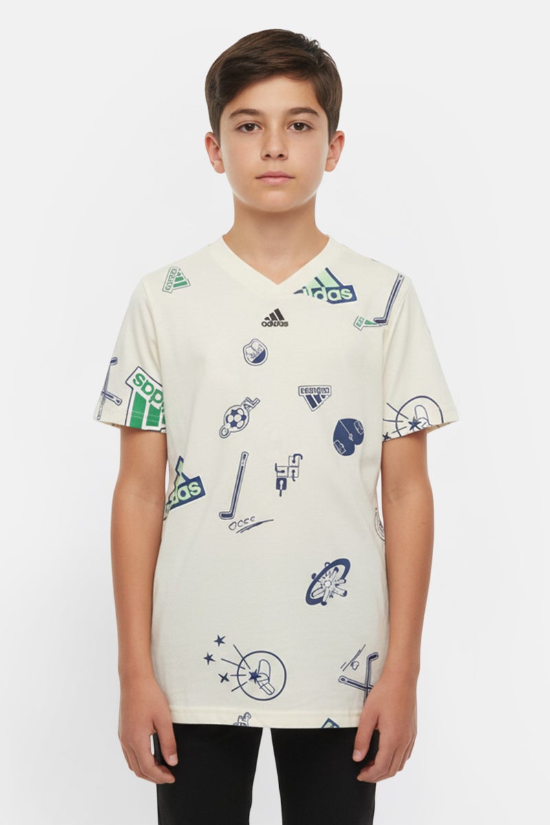 Adidas Kids Boy Sportswear Fit Short Sleeve Outdoor T-Shirt, Multicolor - Image 1