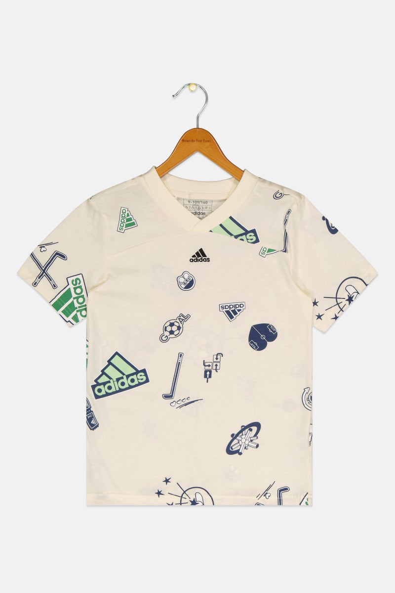 Adidas Kids Boy Sportswear Fit Short Sleeve Outdoor T-Shirt, Multicolor - Image 2