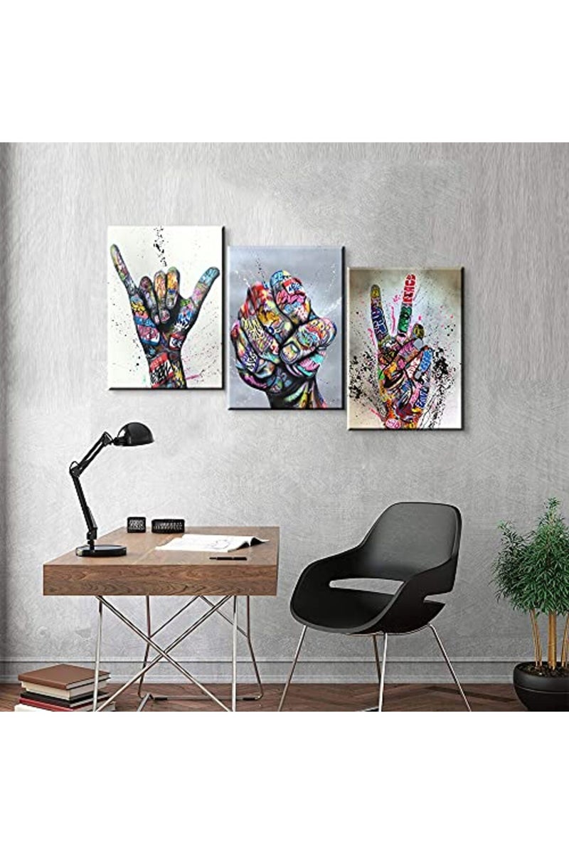 Mistyefly 3 Piece Pop Art Poster Graffiti Wall Decor Street Colorful Paintings for Canvas Bedroom Living Room (16''Wx24''Hx3PCS) - Image 2