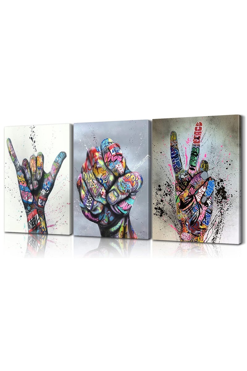 Mistyefly 3 Piece Pop Art Poster Graffiti Wall Decor Street Colorful Paintings for Canvas Bedroom Living Room (16''Wx24''Hx3PCS) - Image 1