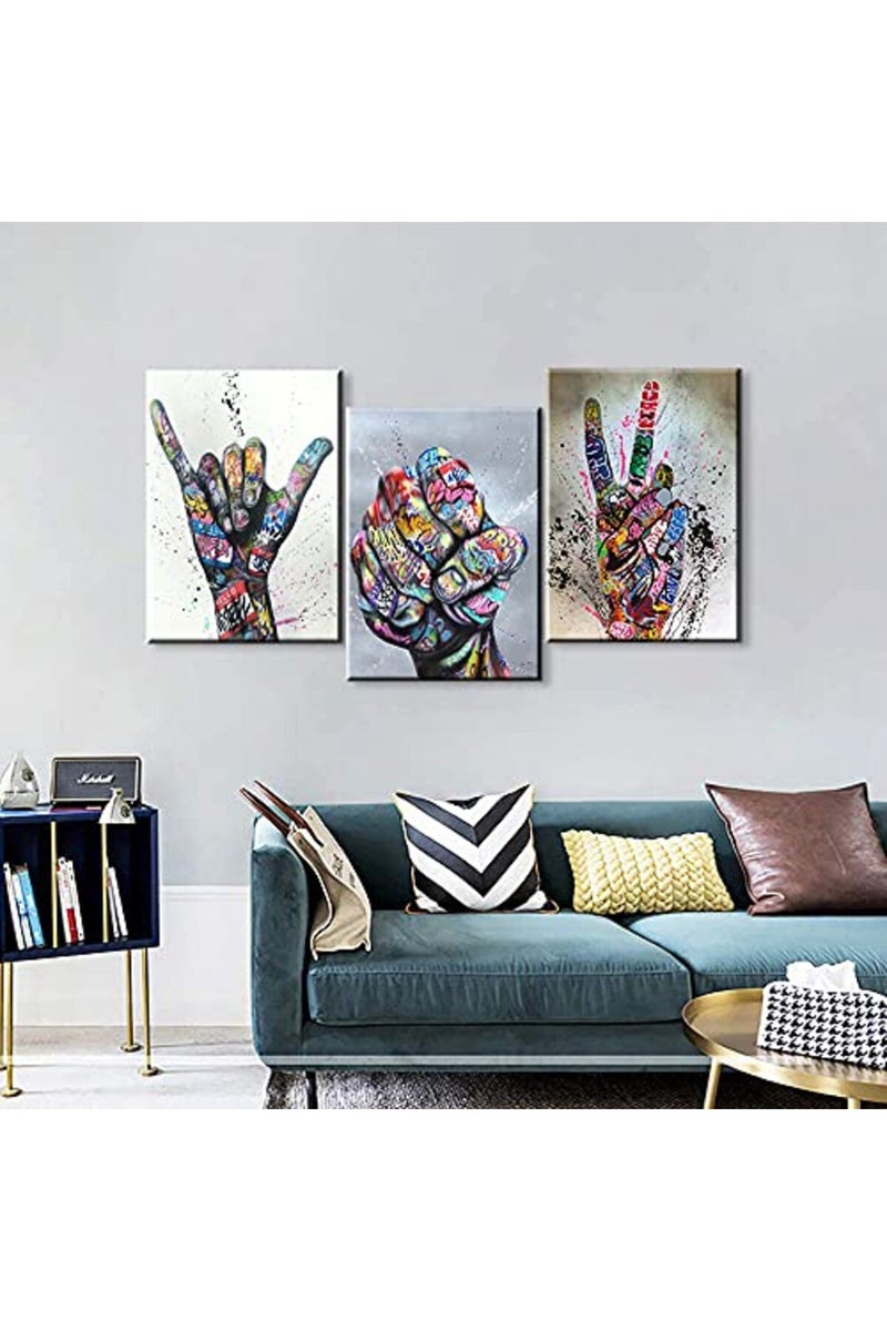Mistyefly 3 Piece Pop Art Poster Graffiti Wall Decor Street Colorful Paintings for Canvas Bedroom Living Room (16''Wx24''Hx3PCS) - Image 3