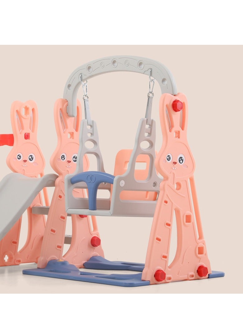 3 in 1 Toddler Slide, Swing and Slide for Toddlers Age 1-3 with Basketball Hoop , Swings and slides，Indoor Outdoor Toddler Playground Pink  - Image 4
