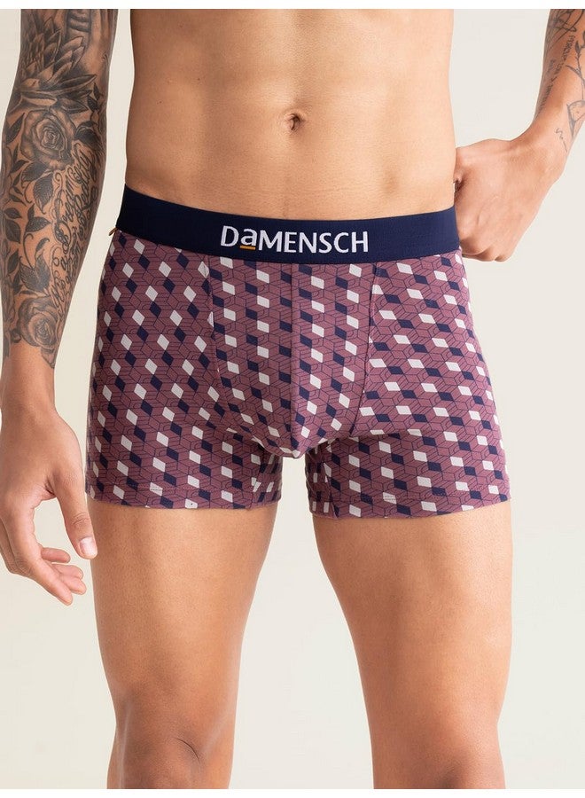 DAMENSCH Men's Regular Fit Printed Cotton Trunks | Combed Cotton, Stretchy Fabric Underwear for Men, Trunks for Men, Boxer Briefs for Men,Mens Underwear-Forest Biome,Soft Chambray,Tulipwood-L - Image 4