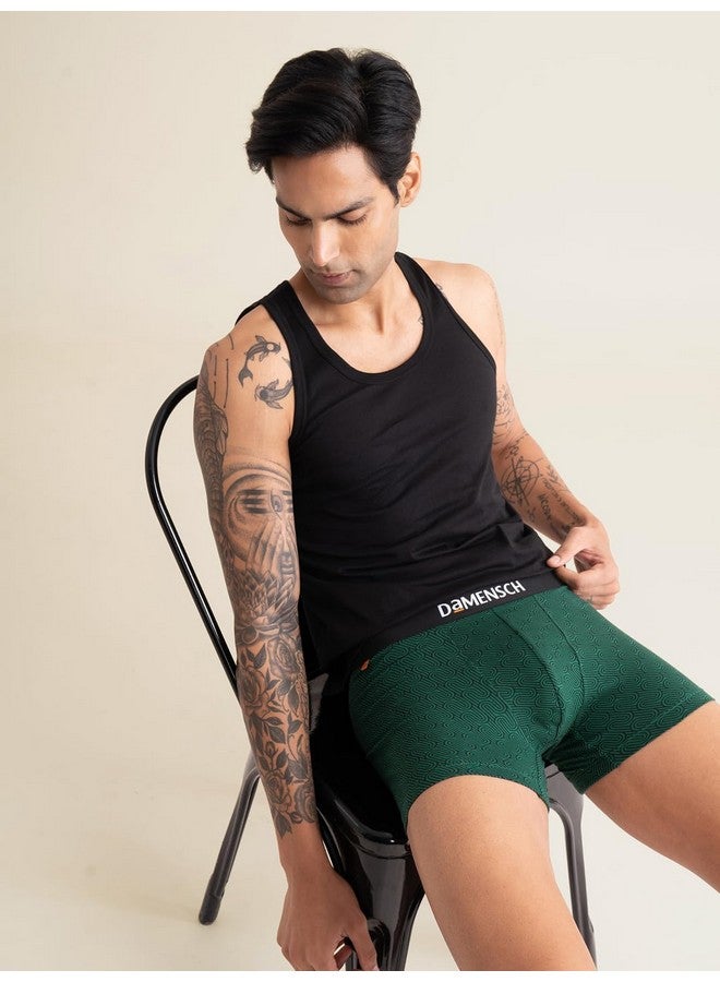 DAMENSCH Men's Regular Fit Printed Cotton Trunks | Combed Cotton, Stretchy Fabric Underwear for Men, Trunks for Men, Boxer Briefs for Men,Mens Underwear-Forest Biome,Soft Chambray,Tulipwood-L - Image 3