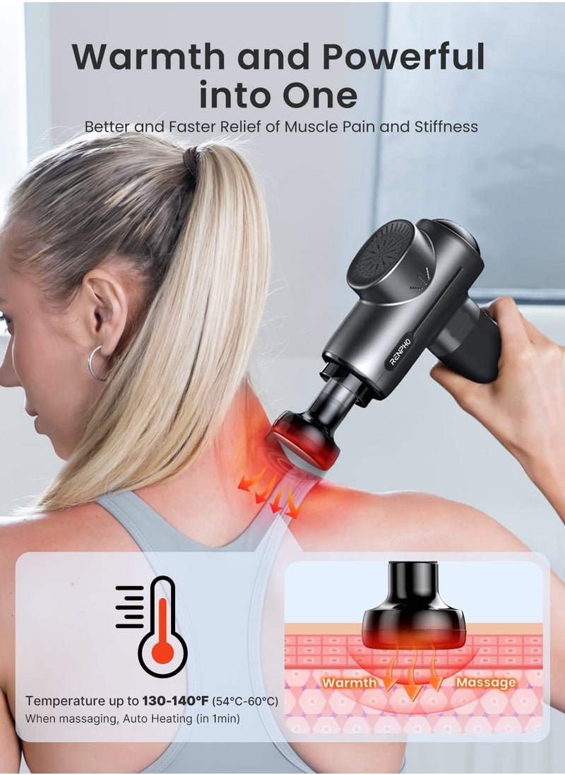 RENPHO - RENPHO Active Massage Gun with Heat Deep Tissue Muscle 2022 Upgrade Powerful Portable Gun Massage Percussion Massager Gun for Athletes Electric Back Massagers Handheld Body Massager Gun Gifts - Image 1