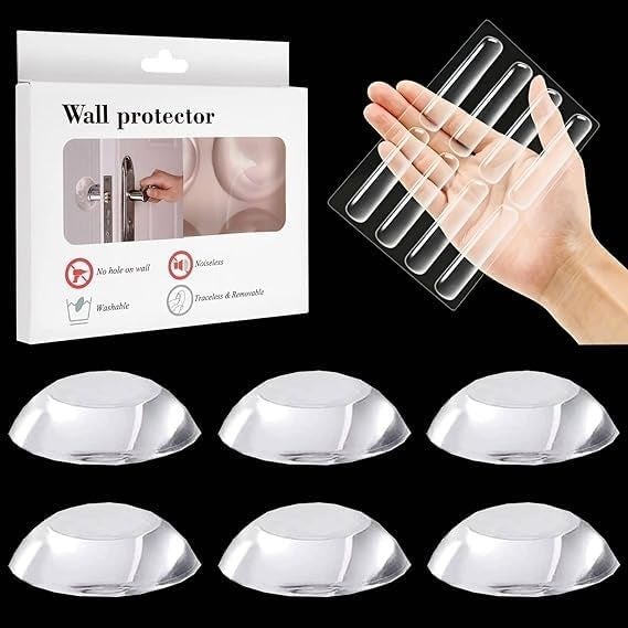 KRIDARSH KRIDARSH 6PCS Silicon Wall Protector 10Pcs Transparent 224 inch Strip Door Handle Bumper Soft Wall Protector Self Adhesive Door Knob for Wall Shield Guard Sliding Clear Door Bumpers Stopper Silencer  - Image 1