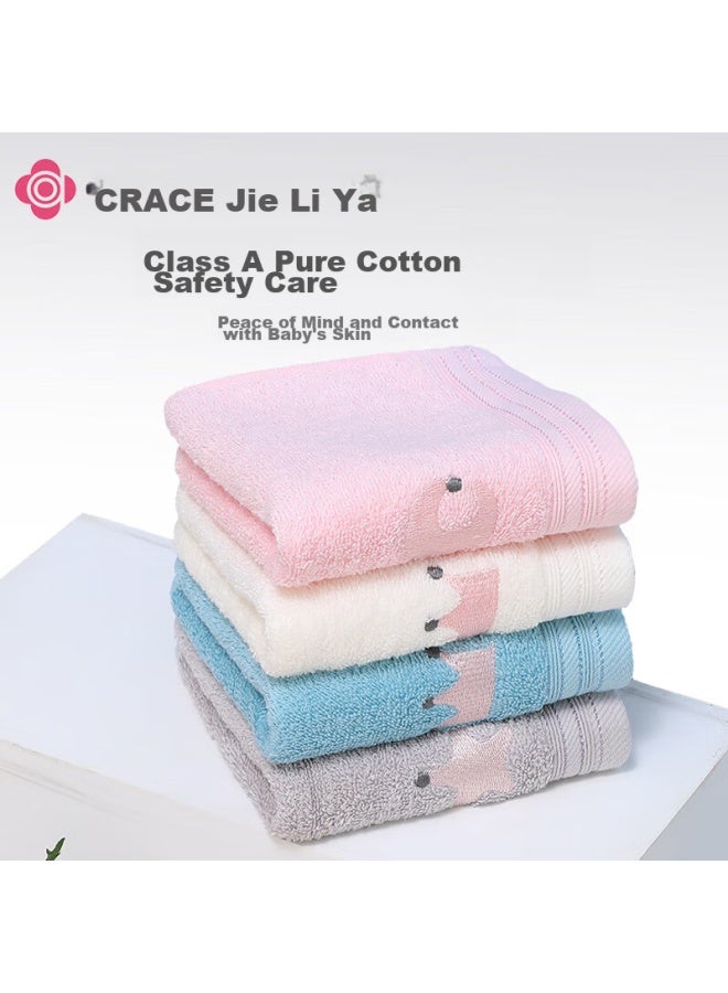 Grace Jieliya Children's Towels, Xinjiang Cotton, Class A Pure Cotton, Face Washing, Home Use, Cartoon Cute, Baby Absorbent Small Towels, 4-pack - Image 1