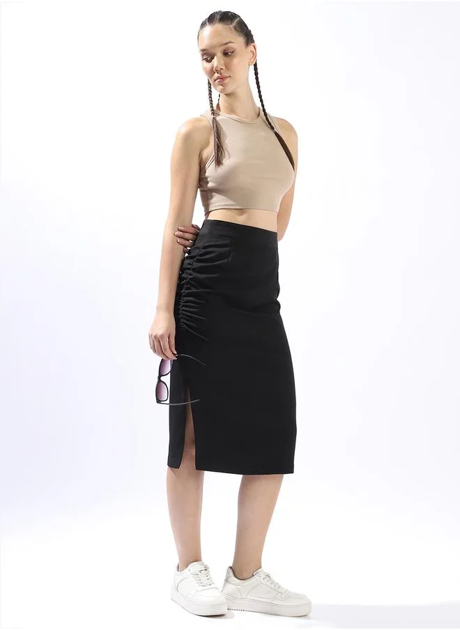 HIGH STAR Black Slim Skirts for Women Slim Fit 91% Polyester 9% Spandex Slip on Closure