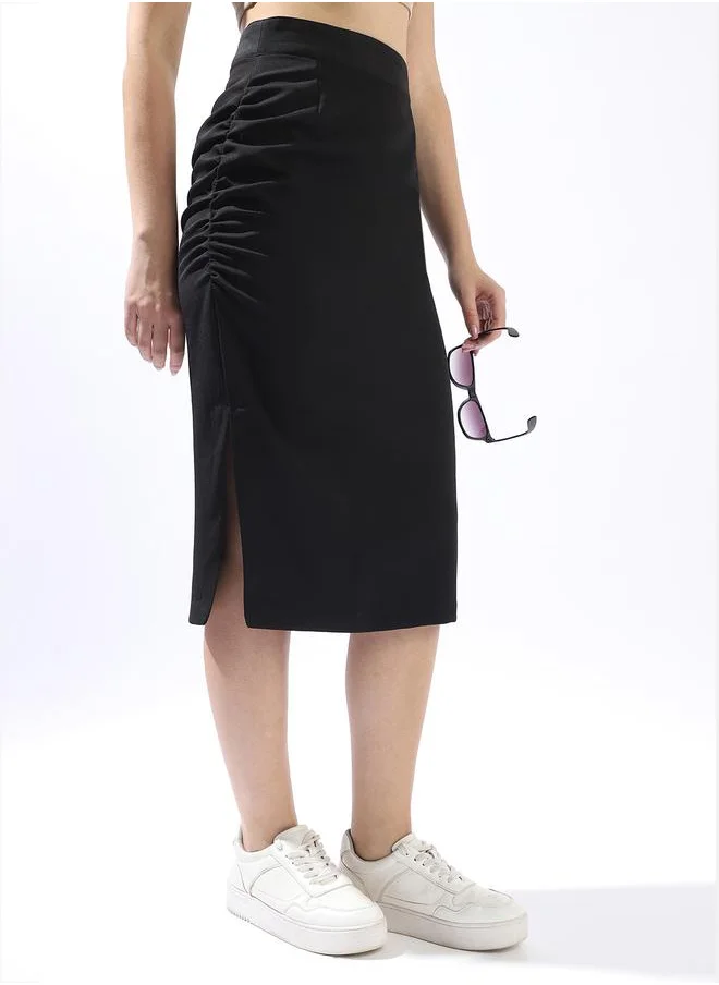 HIGH STAR Black Slim Skirts for Women Slim Fit 91% Polyester 9% Spandex Slip on Closure