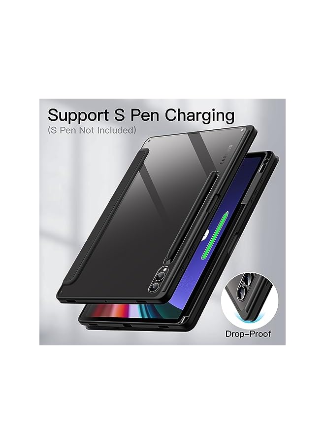 Jetech Case For Samsung Galaxy Tab S9 Plus 12.4 Inch With S Pen Holder Clear Transparent Pc Back Shockproof Tri Fold Stand Tablet Cover Auto Wake Sleep Graphite Black - Image 4