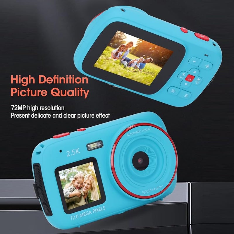 Asixxsix 72MP 2 5K Dual Screen Vlogging Camera 16X Zoom Autofocus Anti Shake Blue - Image 5