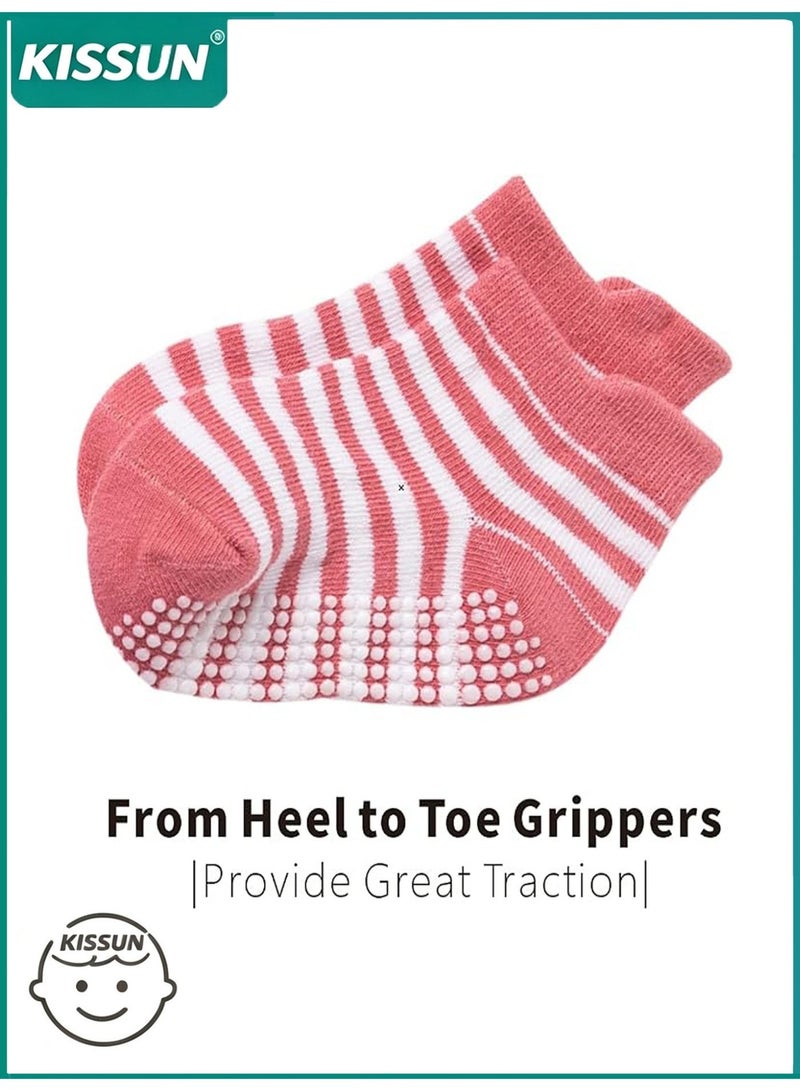 KISSUN Toddler Socks for Boys and Girls - Non Slip Baby Socks - Breathable Low Cut Anti Skid for Kids - Image 2