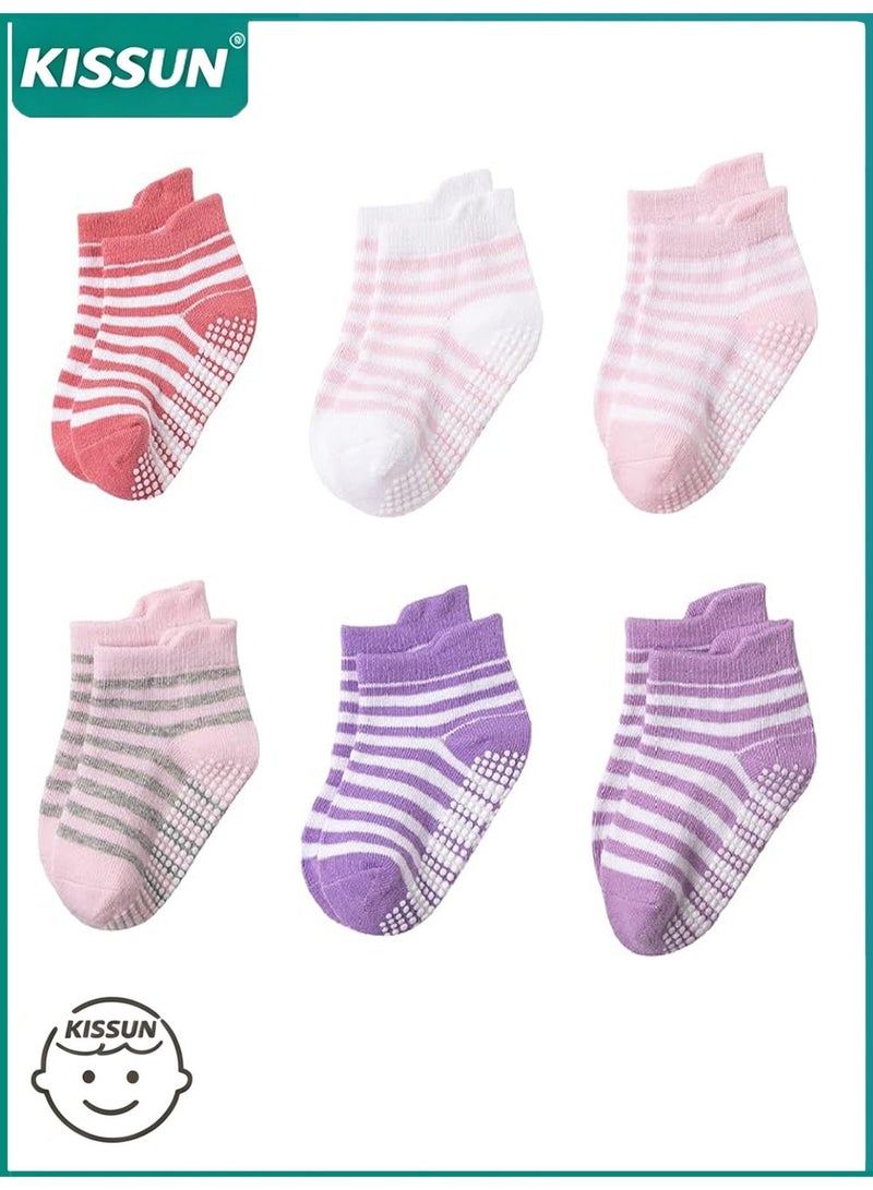 KISSUN Toddler Socks for Boys and Girls - Non Slip Baby Socks - Breathable Low Cut Anti Skid for Kids - Image 1