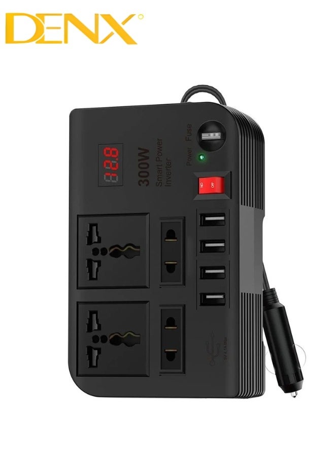 Denx - Car Power Inverter, 12V to 220V High Frequency Modified Sine Wave Inverter 300W Multi-Port - Image 1