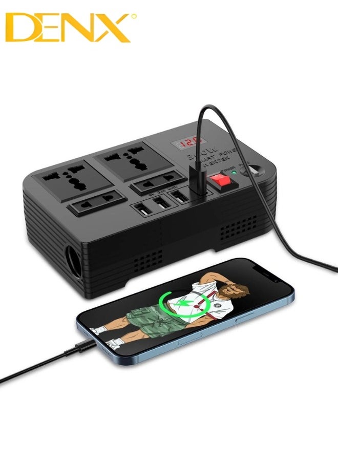 Denx - Car Power Inverter, 12V to 220V High Frequency Modified Sine Wave Inverter 300W Multi-Port - Image 1