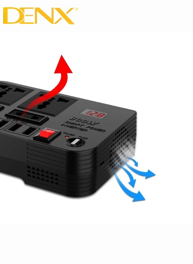 Denx - Car Power Inverter, 12V to 220V High Frequency Modified Sine Wave Inverter 300W Multi-Port - Image 1