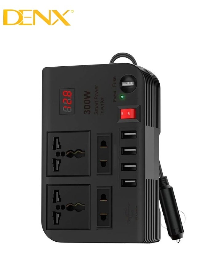 Denx - Car Power Inverter, 12V to 220V High Frequency Modified Sine Wave Inverter 300W Multi-Port - Image 1