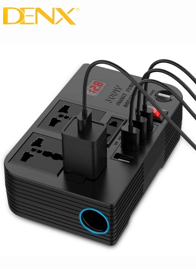 Denx - Car Power Inverter, 12V to 220V High Frequency Modified Sine Wave Inverter 300W Multi-Port - Image 1
