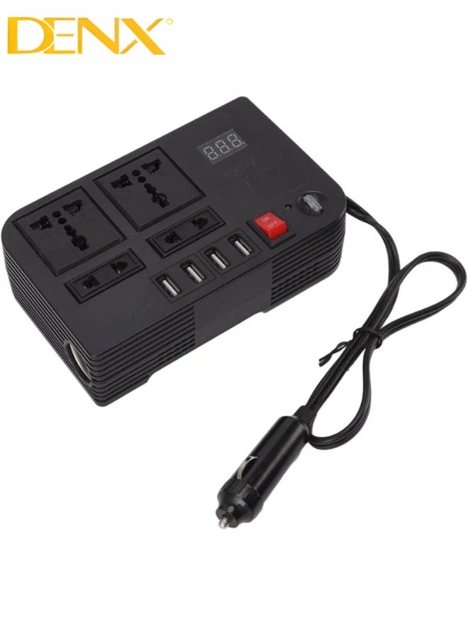 Denx - Car Power Inverter, 12V to 220V High Frequency Modified Sine Wave Inverter 300W Multi-Port - Image 1