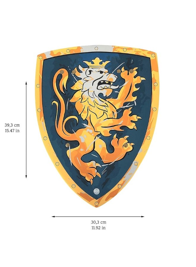 Liontouch Noble Knight Shield, Blue/Small | Medieval Pretend Play Foam Toy for Children with Golden Lion Theme | Safe Weapons & Battle Armor for Dress Up & Costumes - Image 1
