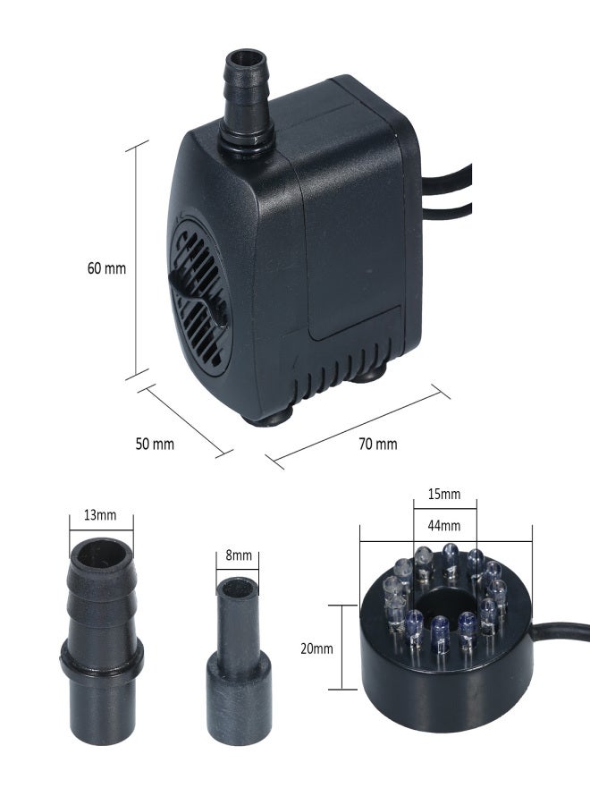 Generic LED Light Submersible Pump 800L/H Ultra-Quiet Aquarium Pond Tank Pool Water Fountain Pump UK Plug  - Image 4