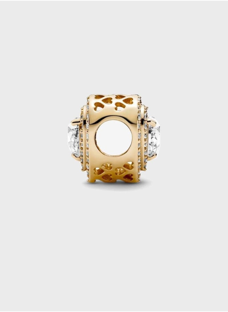 PANDORA Sparkling Levelled Hearts Charm  - Image 3
