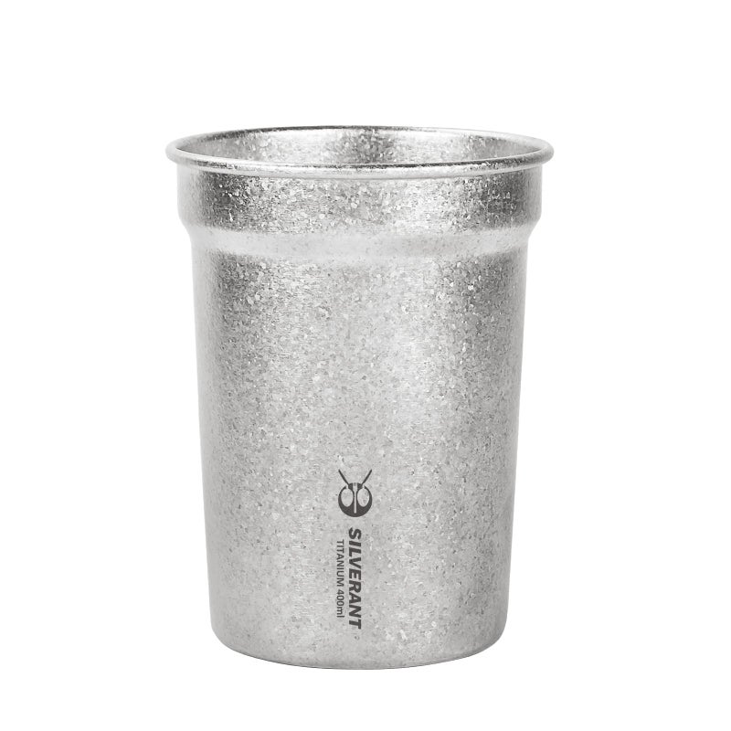 SILVERANT Titanium Beer Mug Cup 14fl oz400ml Stackable Titanium Multi Cup Tea Coffee Mug for Outdoors Camping Hiking Picnic Home Use  Crystallized Finish