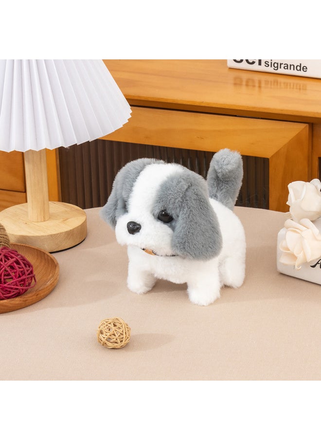 Toy Dog Children Plush Electric Toy Walking Simulation Dog Electric Dog Stall Electronic Puppy-Color:White And Gray Collar Saint Bernard-Specifications:With Opp Bag 