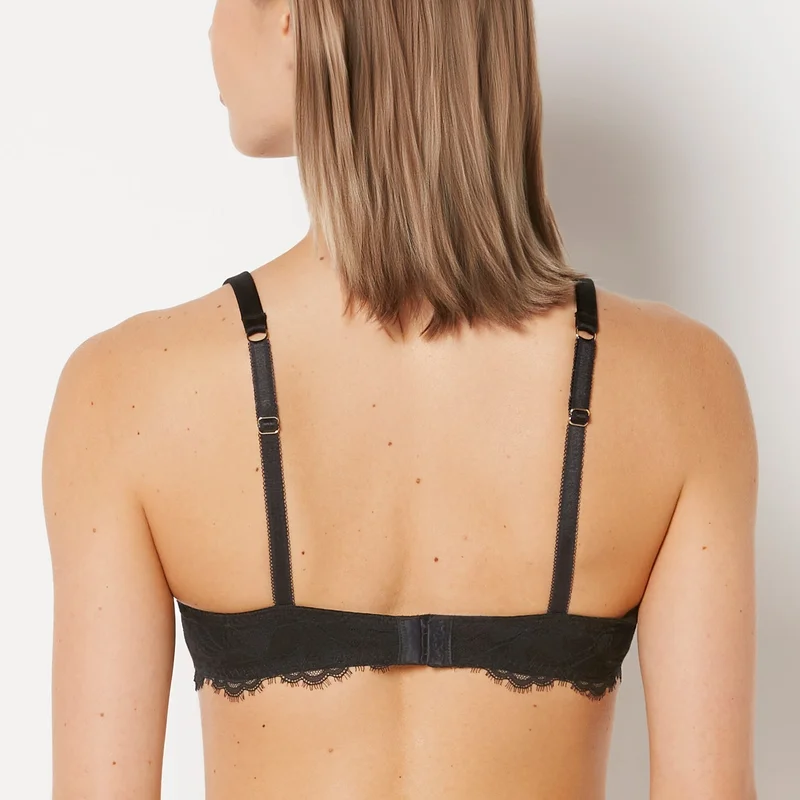 La Senza Tuxedo Black With Evening Blush La Senza Lightly Lined Full Coverage Bra with Afterglow Lace for Women | Best Price UAE