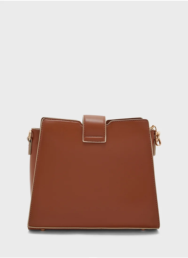 Khizana Contrast Strap Buckle Detail Crossbody Bag