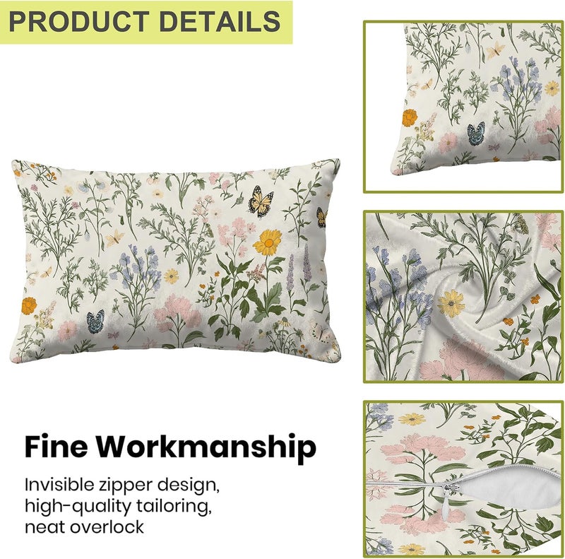 Identiy Green Herb Plants and Flowers Throw Pillow Cover 12x20 Inch Pack of 1, Colorful Floral Leaves Decorative Pillow Case, Lumar Cushion Pillow Cover for Home Sofa Couch Indoor Outdoor - Image 3
