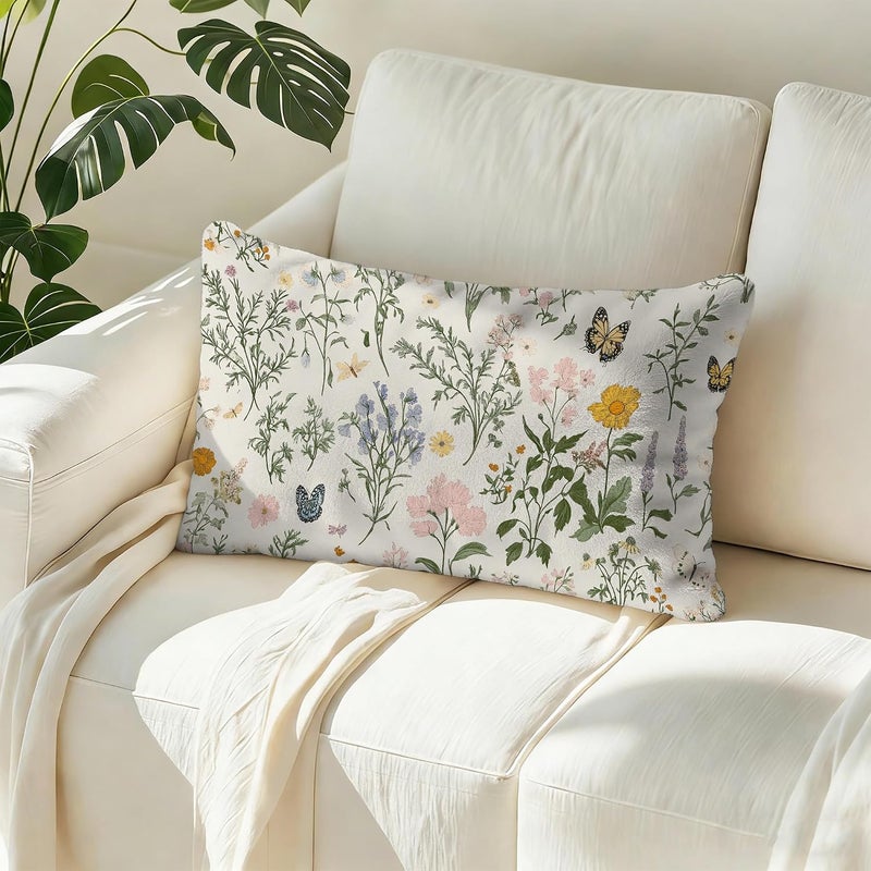 Identiy Green Herb Plants and Flowers Throw Pillow Cover 12x20 Inch Pack of 1, Colorful Floral Leaves Decorative Pillow Case, Lumar Cushion Pillow Cover for Home Sofa Couch Indoor Outdoor - Image 5