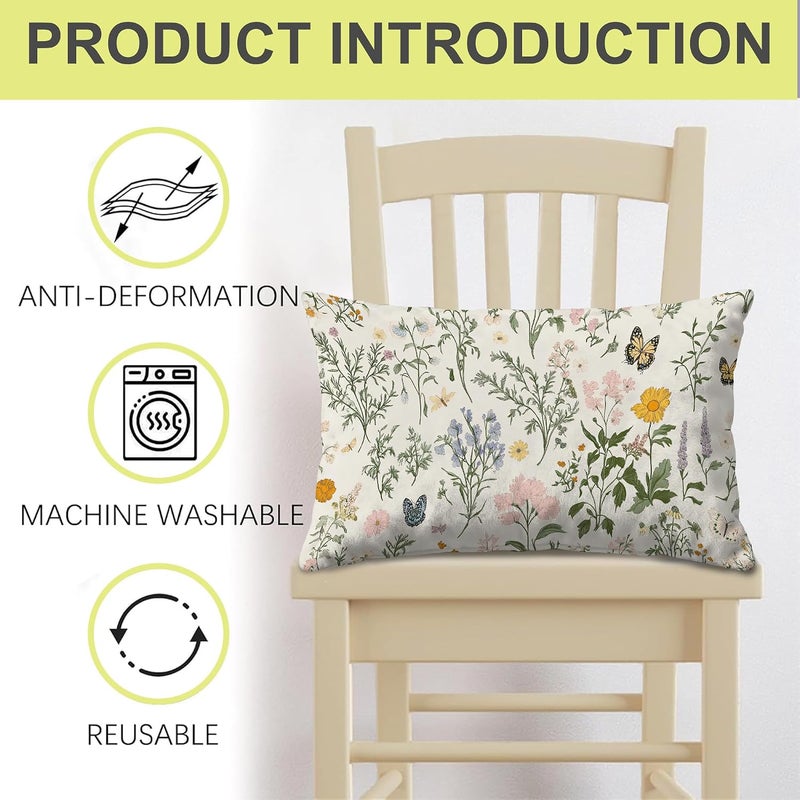 Identiy Green Herb Plants and Flowers Throw Pillow Cover 12x20 Inch Pack of 1, Colorful Floral Leaves Decorative Pillow Case, Lumar Cushion Pillow Cover for Home Sofa Couch Indoor Outdoor - Image 4