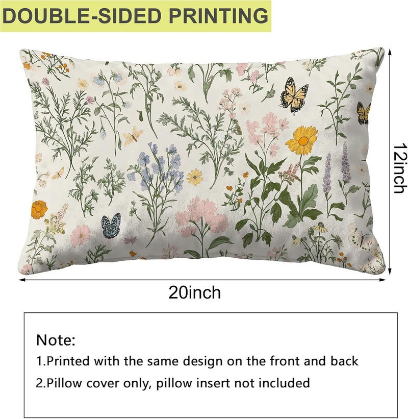 Identiy Green Herb Plants and Flowers Throw Pillow Cover 12x20 Inch Pack of 1, Colorful Floral Leaves Decorative Pillow Case, Lumar Cushion Pillow Cover for Home Sofa Couch Indoor Outdoor - Image 2
