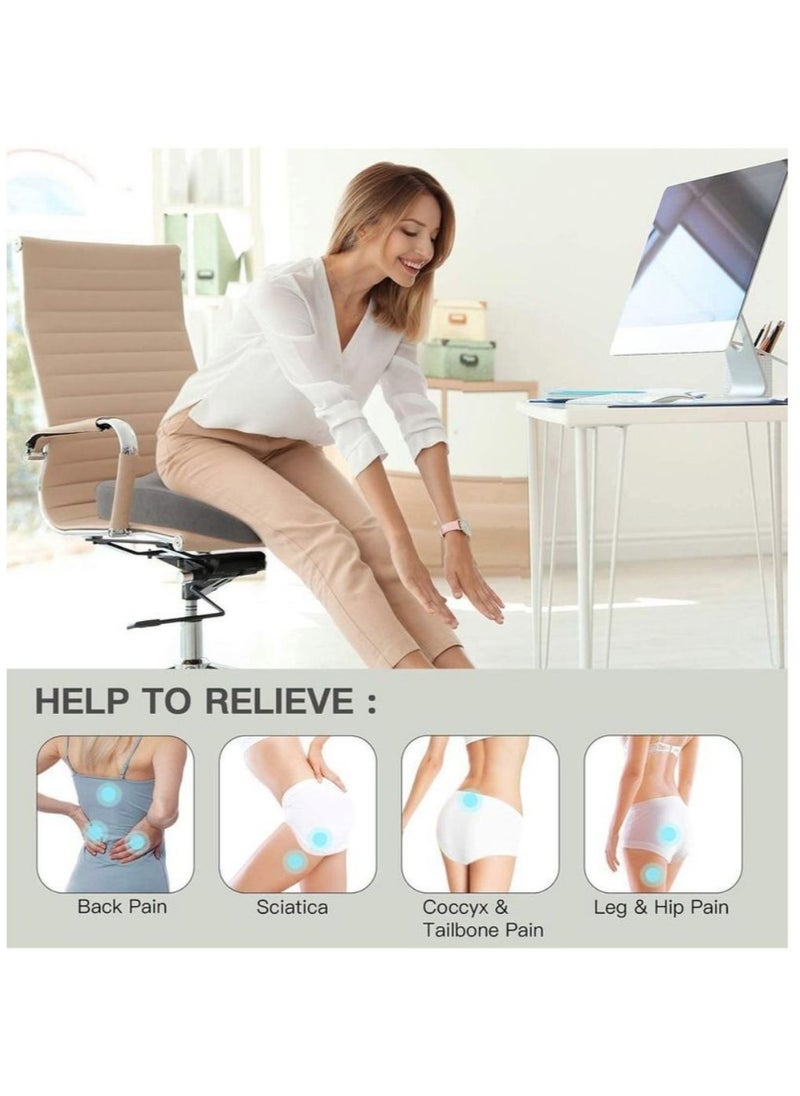 Gel Seat Cushion Memory Foam Coccyx Cushion U Shape with Soft Velour Cover Non Slip Bottom for Sciatica Tailbone Low Back Pain Herniated Disc Car Home Office Wheelchair Grey