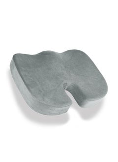 Gel Seat Cushion Memory Foam Coccyx Cushion U Shape with Soft Velour Cover Non Slip Bottom for Sciatica Tailbone Low Back Pain Herniated Disc Car Home Office Wheelchair Grey